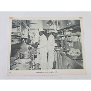 Vintage 1940s Preparing Dinner In Railroad Dining Car 11x8.5 Photo Print #3